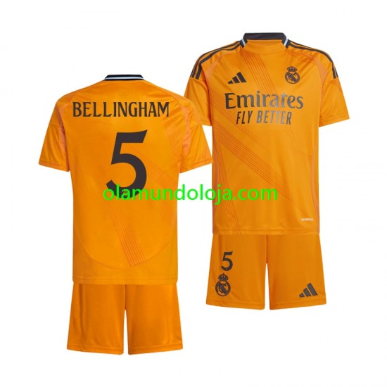 Camisola Real Madrid BELLINGHAM 5 Criança Equipamento Segundo 2024-2025 Manga Curta